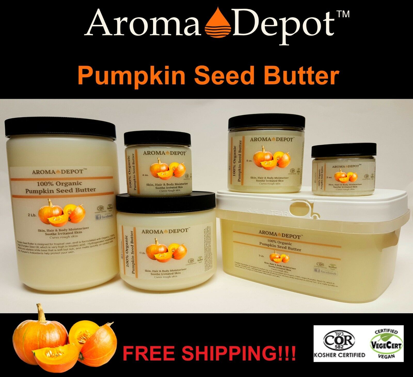 Pumpkin Seed Butter Organic Cold Pressed Premium Quality 2 oz 4 oz 8 oz