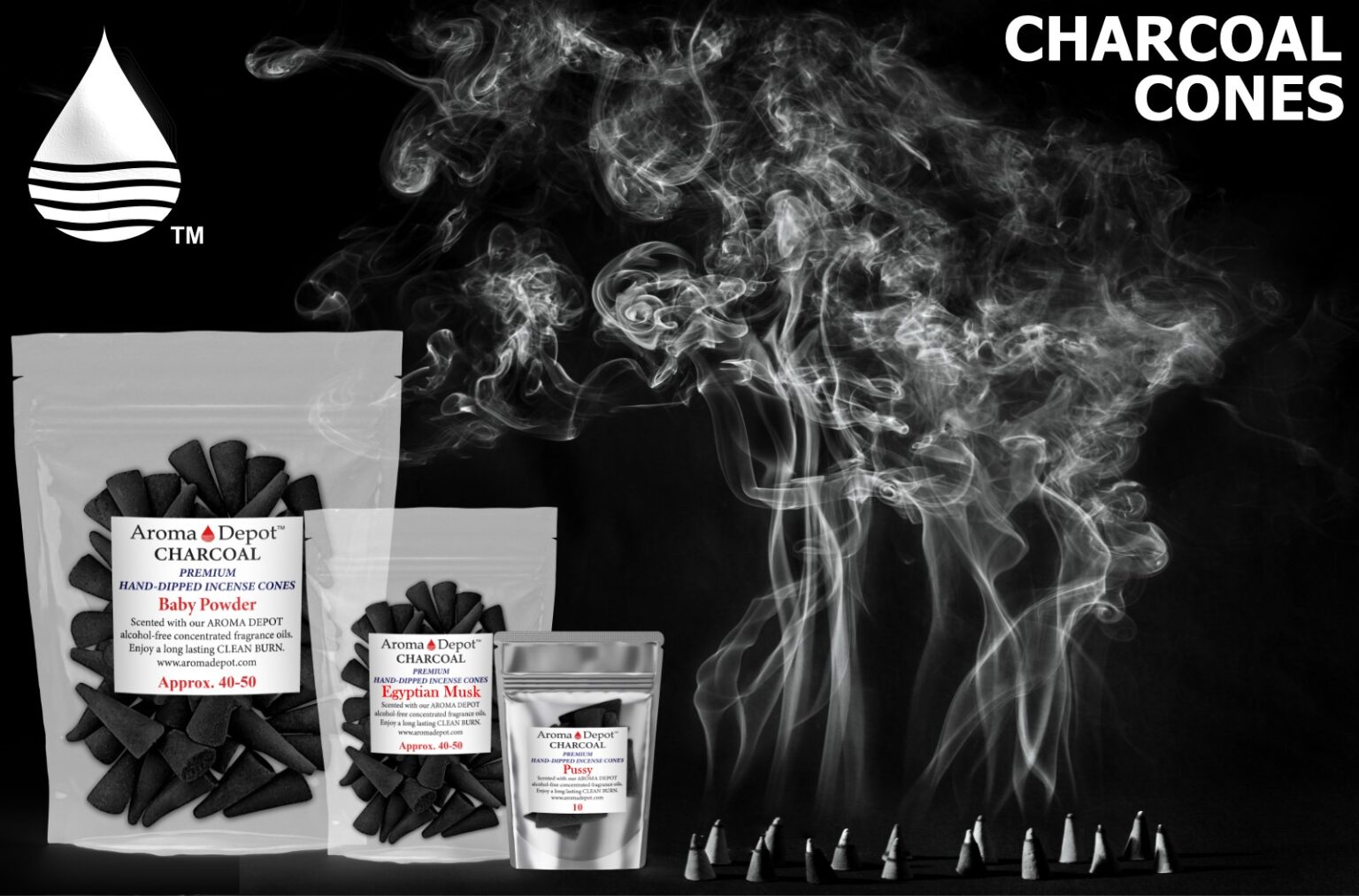 1'' Scented Charcoal Topflow Incense Cones Wholesale