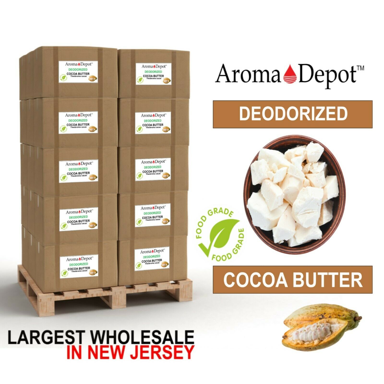 Aroma Depot 8 oz Raw Cocoa Butter Unrefined 100% Natural Pure
