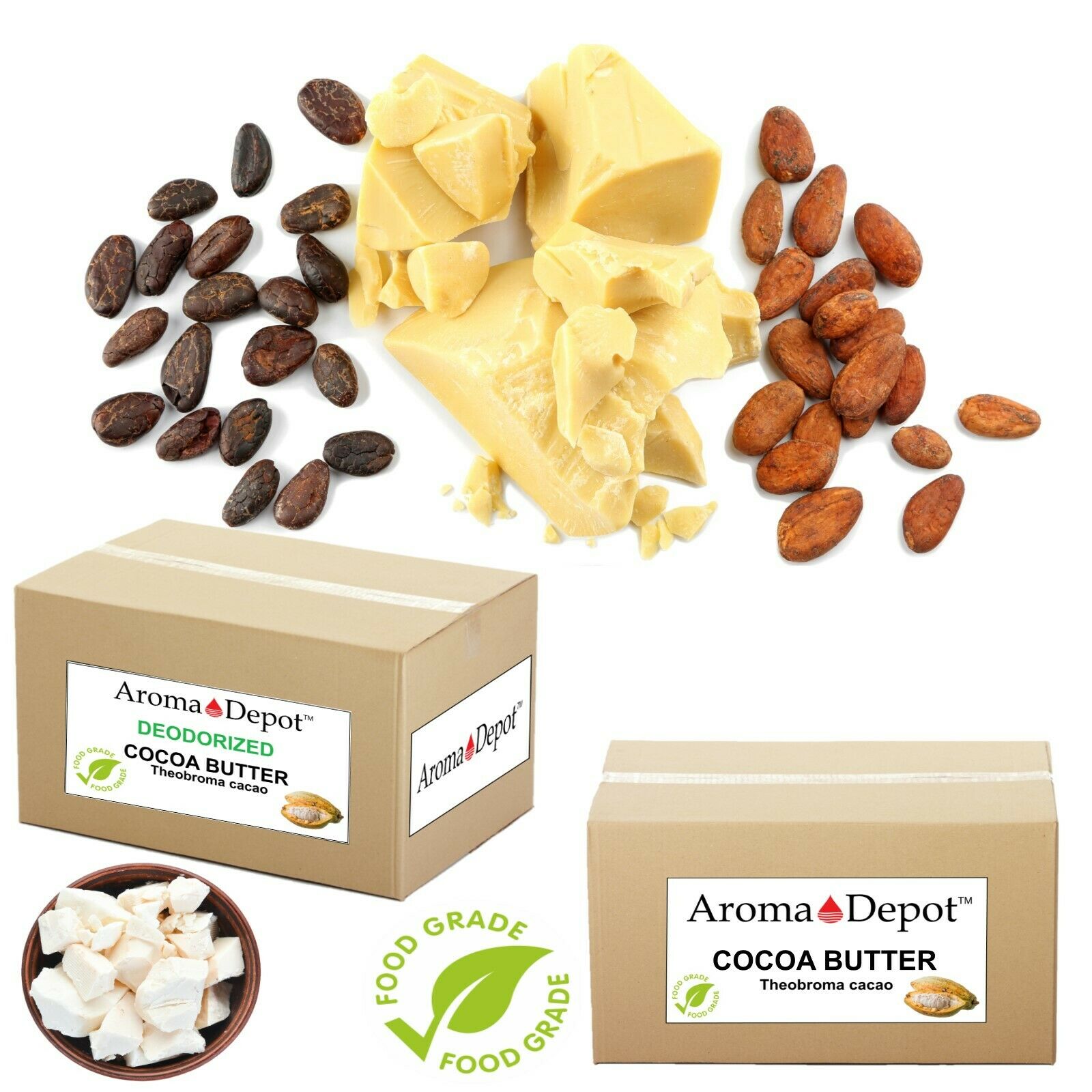 Natural Raw Cocoa Butter 3 lbs. Solid Bag - AROMA DEPOT