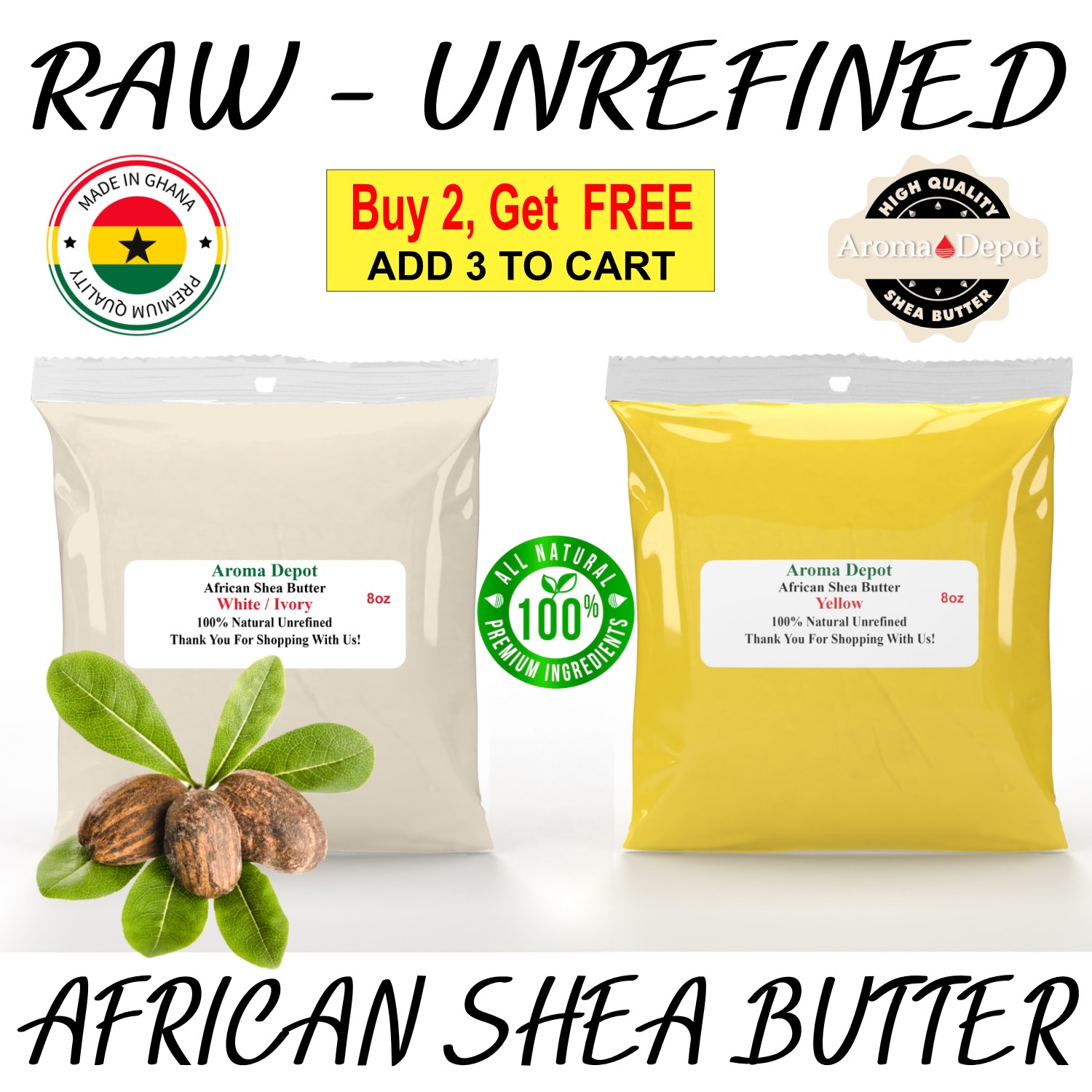 8 oz. Ivory / Yellows African Shea Butter Bags