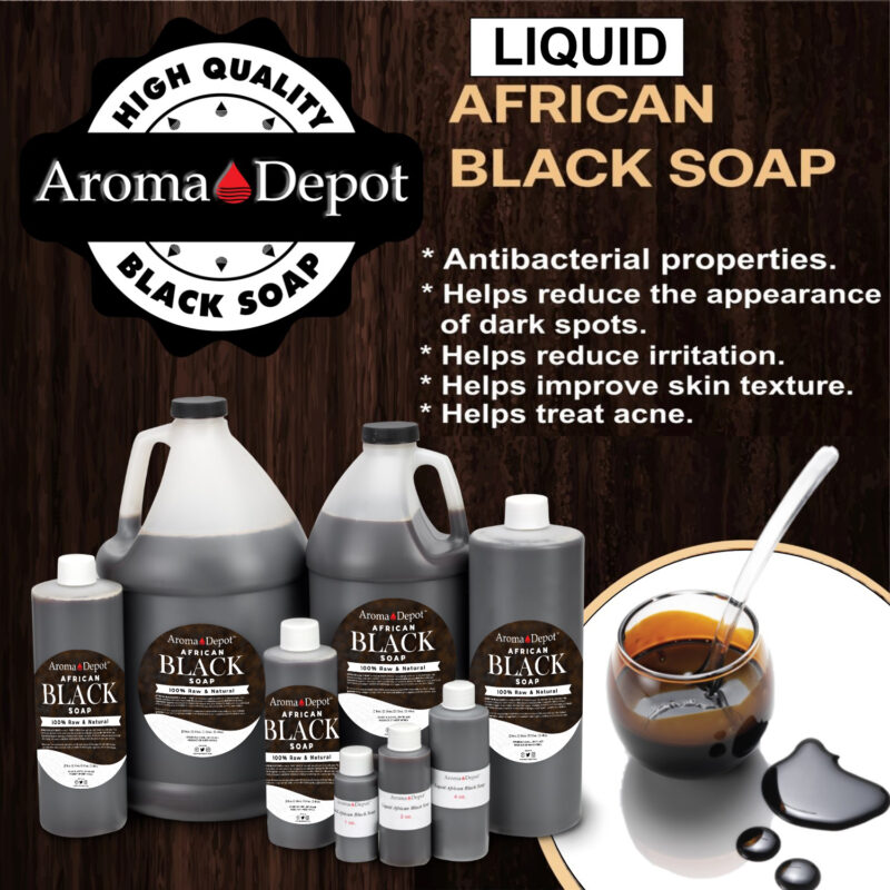 Aroma Depot 8 oz Raw African Liquid Black Soap 100% Natural soap for Acne,  Eczema, Psoriasis, and Dry Skin Scar Removal Face And Body Wash. Handmade