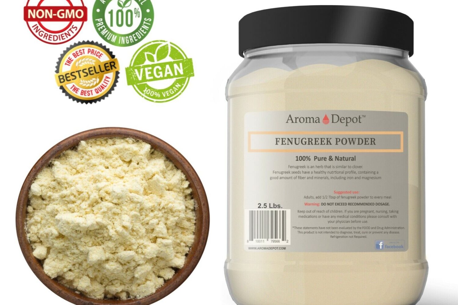 2.5 lb. Fenugreek Powder JAR Fenugreek Seed Powder Aromatic Spice Herbal Seasoning Culinary Delight Nutritional Powerhouse Digestive Aid Antioxidant-Rich Natural Flavoring Immune Support Traditional Remedy Nature's Digestive Elixir