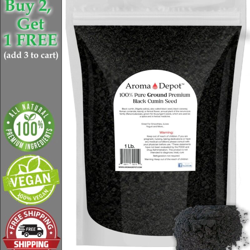 Ground Black Seed Powder 1 lb. Cumin NIGELLA SATIVA Semilla Comino Negro Ground Black Cumin Seed Powder, Natural spice, Culinary delight, Aromatic flavor, Herbal seasoning, Nutritional powerhouse, Antioxidant-rich, Immune system support, Digestive aid, Healthful ingredient,