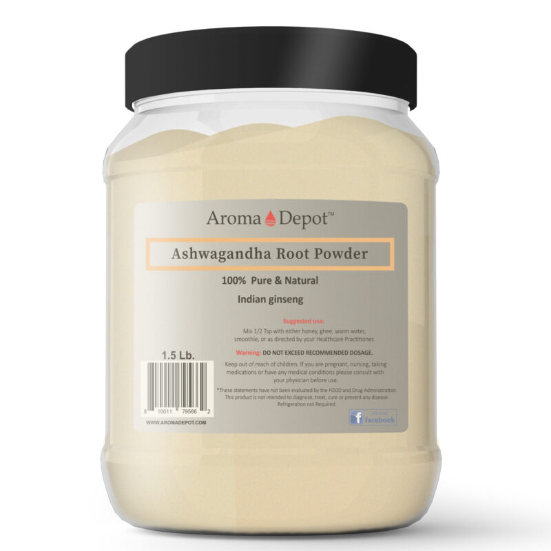 Ashwagandha Root Powder 1.5 lb. JAR Pure Natural Raw Non-Gmo Indian ginseng