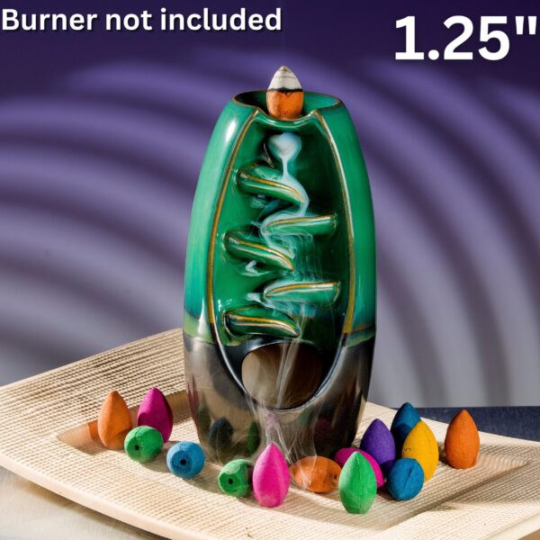 COLORED 1.25" BACKFLOW Incense Cones Unscented Joss Powder Wholesale Bulk For Incense Waterfall Burner Holder Fragrance Oils