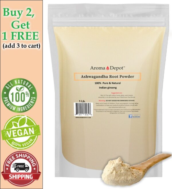 Ashwagandha Root Powder 1 lb. Pure Natural Raw Non-Gmo Indian ginseng