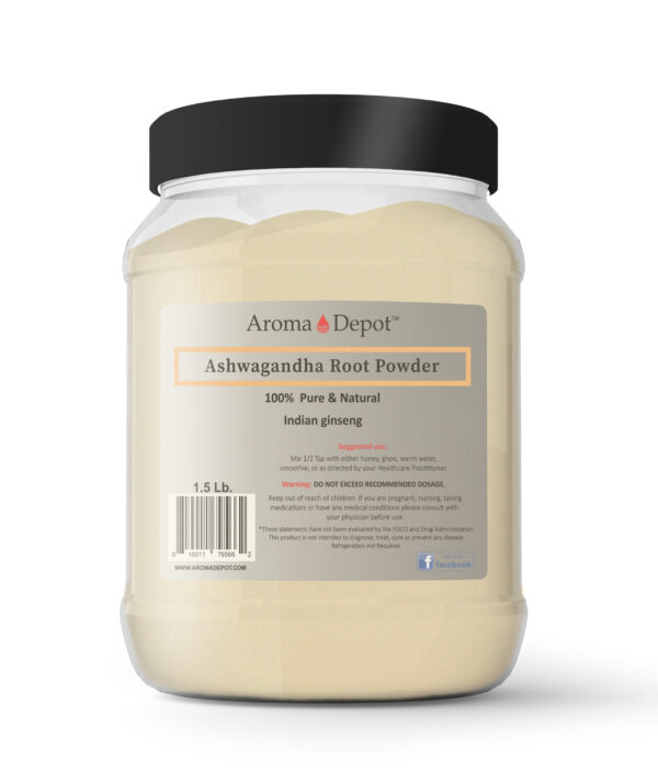 Ashwagandha Root Powder 1.5 lb. JAR Pure Natural Raw Non-Gmo Indian ginseng