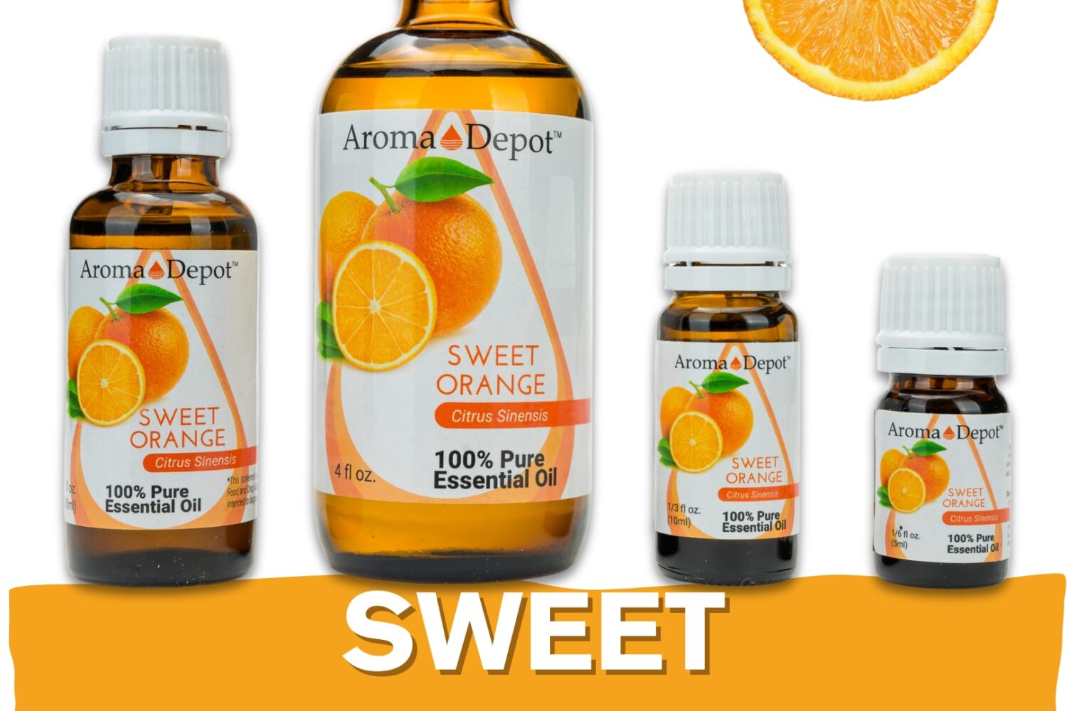Aromatherapy Essential Oil Wholesale Aroma Depot Buy 3, Get 1 FREE Over 15 Thousand Sold on eBay Sweet Orange Essential Oil 100% Pure Natural Therapeutic Grade Wholesale Pure Natural Therapeutic Grade Sweet Orange Essential Oil (Dark): Ideal for Aromatherapy, Skin Care, Candle Making, and Diffusing. Botanical Name: Citrus sinensis Aroma: Sweet Orange Essential Oil (Citrus sinensis) exudes a bright, citrusy aroma with sweet and uplifting notes, providing a cheerful and refreshing scent. Blends With: Sweet Orange Essential Oil (Citrus sinensis) blends beautifully with a variety of other essential oils, including lavender, cinnamon, ginger, lemon, and bergamot. Derived from the peel of ripe oranges (Citrus sinensis) through cold pressing, Sweet Orange Essential Oil is cherished for its vibrant aroma and versatile properties, making it a popular choice in aromatherapy, personal care products, and natural remedies. Common Uses: Energizing Atmosphere: Diffuse Sweet Orange Essential Oil to create a warm and inviting atmosphere, perfect for boosting mood and promoting relaxation. Natural Cleaning: Harness the antibacterial properties of Sweet Orange Essential Oil by adding it to homemade cleaning products to disinfect surfaces and freshen the air. Skincare: Dilute Sweet Orange Essential Oil with a carrier oil and apply it topically to promote healthy-looking skin and reduce the appearance of blemishes and imperfections. However, it's important to note that Sweet Orange Essential Oil must be diluted properly before use to prevent skin irritation. Always conduct a patch test beforehand, especially if you have sensitive skin. Additionally, consult with a healthcare professional before using essential oils, particularly if pregnant, nursing, or dealing with any medical concerns." Let me know if this meets your expectations! Our oils are crafted to the highest standards of purity and quality, ensuring they are 100% natural therapeutic grade and free from pesticides, carriers, or synthetic additives. However, it's crucial to understand that essential oils are potent concentrates that require careful handling. Leading organizations such as the International Federation of Aromatherapists and prominent aromatherapy associations advise against internal use of essential oils without proper guidance from a trained healthcare practitioner. While our oils are of the utmost quality, internal use should only be undertaken under the supervision of a qualified professional. It's important to note that the information provided on our site is for reference purposes only and should not replace advice from licensed healthcare professionals. Our products have not been evaluated by the FDA and are not intended to diagnose, treat, cure, or prevent any disease. We classify our essential oils as medical food grade, and we strongly advise against internal use unless directed by a healthcare provider and certified aromatherapist. Proper dosage and usage should only be determined by qualified professionals. We urge you to consult with your healthcare provider and certified aromatherapist before considering ingestion of any essential oils. Safety is paramount, so please keep essential oils out of reach of infants, children, and pets. Wholesale available