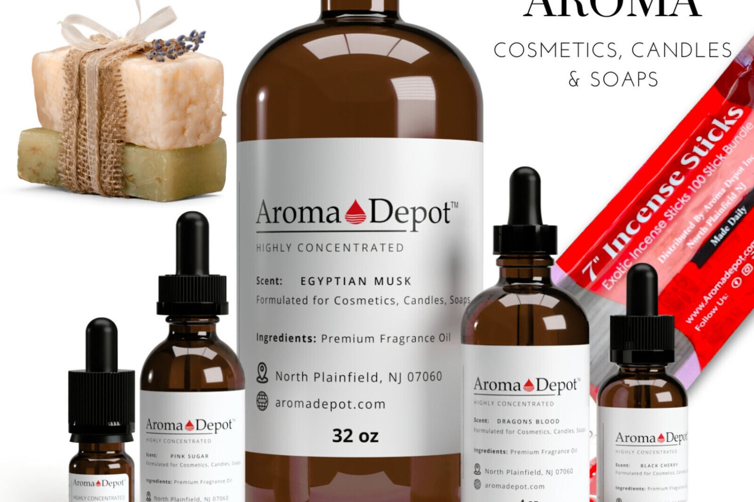 Fragrance oils for Candles Soap Making Bath Diffuser Burners Incense Scented Oil Wholesale Fragrance Oils UNCUT Phthalate-Free Wholesale Pricing Popular Fragrances Introducing our Fragrance Oils, meticulously designed to elevate your crafting experience. Bottles such as 10 ml., 1 oz, and 2 oz. comes complete with a dropper, seal, and a child-resistant cap for your peace of mind. Our 4 oz. dropper does not have a child-resistant cap. The 32 oz does not have a dropper nor a child-resistant cap option but boasts a well-tightened ribbed screw cap, ensuring secure containment as advertised. Unlock the essence of creativity as our fragrances infuse life into your candles, soaps, diffusers, and any other unscented projects you undertake. Maximize your value by ordering in multiples, guaranteeing the best bang for your buck. Crafted with care and attention to detail, our Fragrance Oils offer superior quality and enhanced storage capabilities compared to our plastic cylinder bottles. Housed in protective amber bottles, they safeguard the oil from direct sunlight, preserving the potency of the fragrance for a more concentrated scent experience. Experience the difference with our premium line, meticulously reformulated with soap and candle makers in mind. Perfect for an array of crafting endeavors, including soaps, candles, bath bombs, body products, wax projects, incense, DIY projects, and much more! Elevate your crafting journey with confidence and creativity with our premium Fragrance Oils today! If you're looking for gift ideas for special occasions like an anniversary, birthday, or Christmas, consider making handmade items with Aroma Depot apple or chocolate fragrances using soap-making supplies or candle-making materials. You can also use Aroma Depot essential oils or fragrance oils like lavender for a relaxing and soothing scent. To enhance the fragrance, use a burner or diffuser, and pair it with one of our baked goods scents such as Sugared Snickerdoodle Type for an extra special touch. These thoughtful and personalized gifts are sure to be appreciated by your loved ones 🌻 Candle Oils and Soap Making. Phthalate Free Fragrance✨ What are the Flash Points for this oil❓ • Please message us directly for the flash points as it may take 1-3 business days to retrieve due to us collecting inventory. This product is a skin contact product, returns are not accepted for health and hygiene reasons. Disclaimer: Our Body oils are compared to the aroma names listed on Bottles, and it’s a mere guide. For experimental Use only in Manufacturing, Not a finished product. (Aroma Depot) is not affiliated with any of these marks, Brands, and its owner in any manner. In NO circumstances should it be mistaken for the actual high street brand. TRADEMARKS and COPYRIGHTS are properties of their respective manufacturers and designers. These versions are not too confused with the originals. Aroma Depot, Inc. has no affiliation with the manufacturers/designers mentioned. Please note this is our formulated body oil with its characteristics and quality. We comply with the U.S.A. Federal Trade Commission's statement of policy REGARDING COMPARATIVE ADVERTISING.