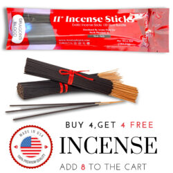 11’’ SIGNATURE COLLECTION  INCENSE STICKS NOTE: SCENTED Approx. 85-100 Stick Per Bundle Handmade from a natural bamboo stick with a natural high-quality charcoal powder base encasing/surrounding the bamboo stick. Burn one as they are, and you will only smell the natural clean smell.  Handmade  Hand-Dipped  Made In the USA Introducing Aroma Depot's Signature Collection Line of Incense Sticks, where luxury meets tranquility. Delve into a sensory journey with our meticulously crafted 11'' Exotic Incense Sticks, now available in an enticing red and burgundy pack that elegantly displays the essence within through a discreet window at the bottom. Each bundle contains approximately 85-100 sticks of handcrafted bliss, meticulously made in the USA. Hand-dipped and infused with top-quality fragrance oils, our incense sticks promise an unparalleled olfactory experience. Made from natural bamboo with a charcoal powder base, these sticks emit a pure, clean scent when burned solo, offering a serene ambiance for your space. But there's more to our incense than meets the eye (or nose). Say farewell to lingering burnt odors and harmful fumes. Embrace the immaculate aroma that our incense delivers, enveloping your surroundings in a veil of pure indulgence. Our incense sticks are not just a treat for the senses; they also serve a multitude of purposes. Whether it's meditation, relaxation, enhancing your home's ambiance, or seeking spiritual solace, our incense sticks are versatile companions for various occasions and settings. Please note, that our promotions add an extra layer of delight to your purchase. Avail our Buy 4 Get 4 Free offers and immerse yourself in a plethora of scents without breaking the bank. Remember to follow the instructions diligently to qualify for these exciting deals. We take pride in our commitment to quality and safety. Each stick undergoes a meticulous hand-dipping process for 24-48 hours, ensuring maximum saturation and longevity. However, with great ambiance comes great responsibility. Exercise caution when handling burning incense. Always place your burner on a heat-resistant surface, away from flammable objects and curious hands. Keep both unlit and burning incense out of reach of children and pets, ensuring a serene atmosphere without any mishaps. Indulge in the essence of tranquility with Aroma Depot's Signature Collection Incense Sticks. Experience luxury, serenity, and pure bliss with every fragrant wisp that fills the air.